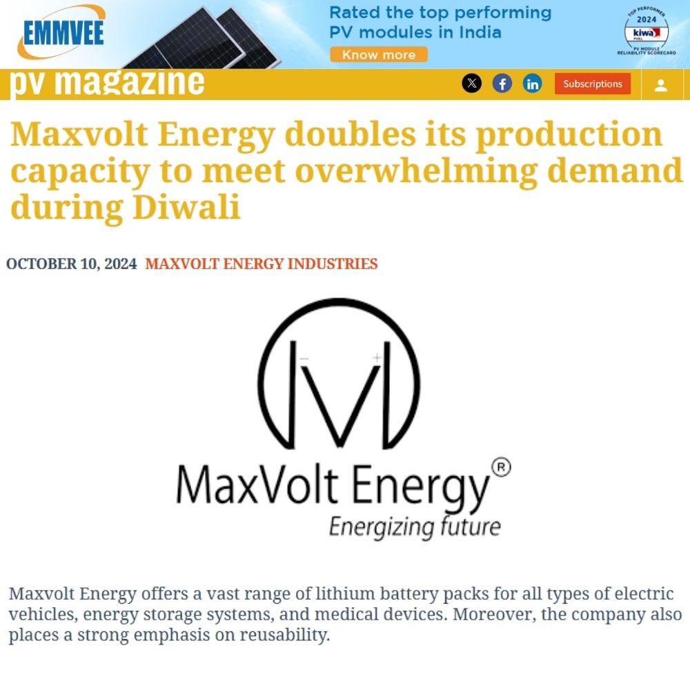 Maxvolt Energy Doubles Production Capacity to Meet Diwali Demand