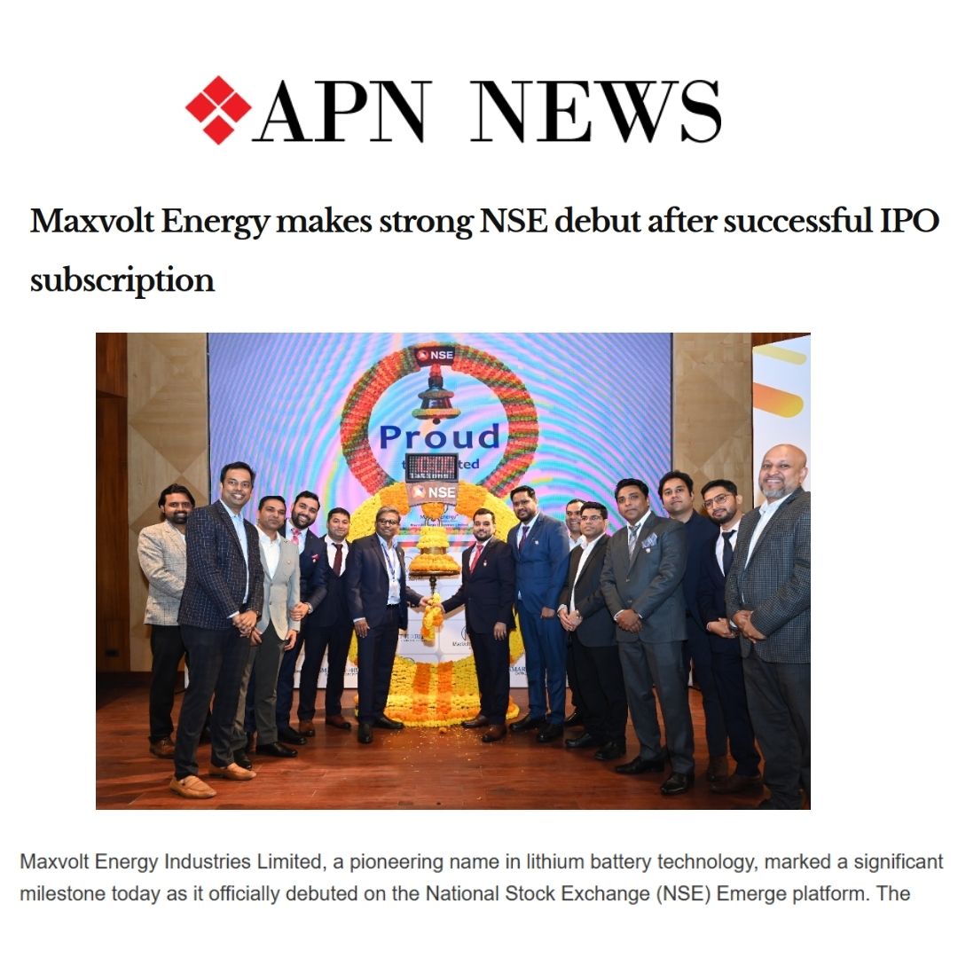 Maxvolt Energy Lists on NSE Emerge After Successful IPO